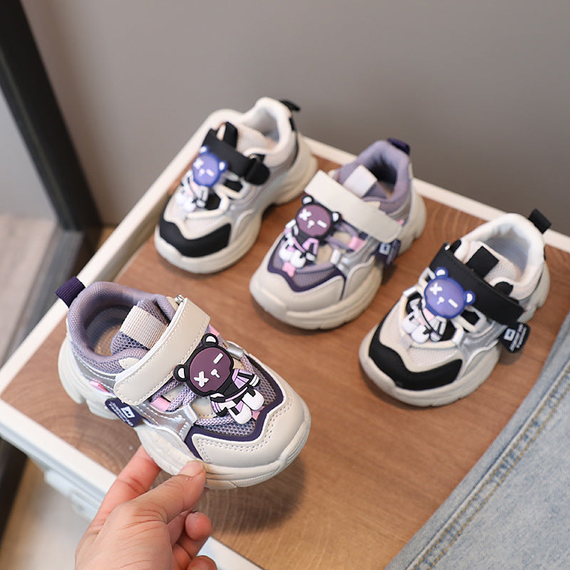 Cartoon girls' shoes spring autumn  new children's sports shoes boys' dad shoes mesh breathable trendy shoes for toddlers and young children
