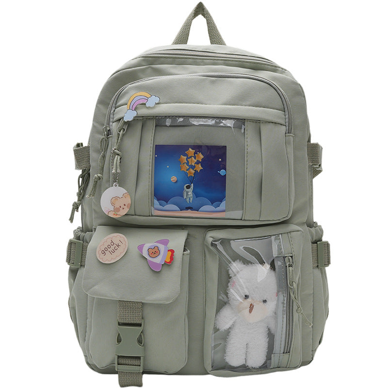 Korean version of fresh and cute junior high school backpack women's large-capacity leisure primary school schoolbag light storage campus backpack