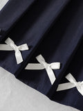 spring/summer new arrival: cross-border girls' polo shirt with bow + a-line pleated skirt two-piece set
