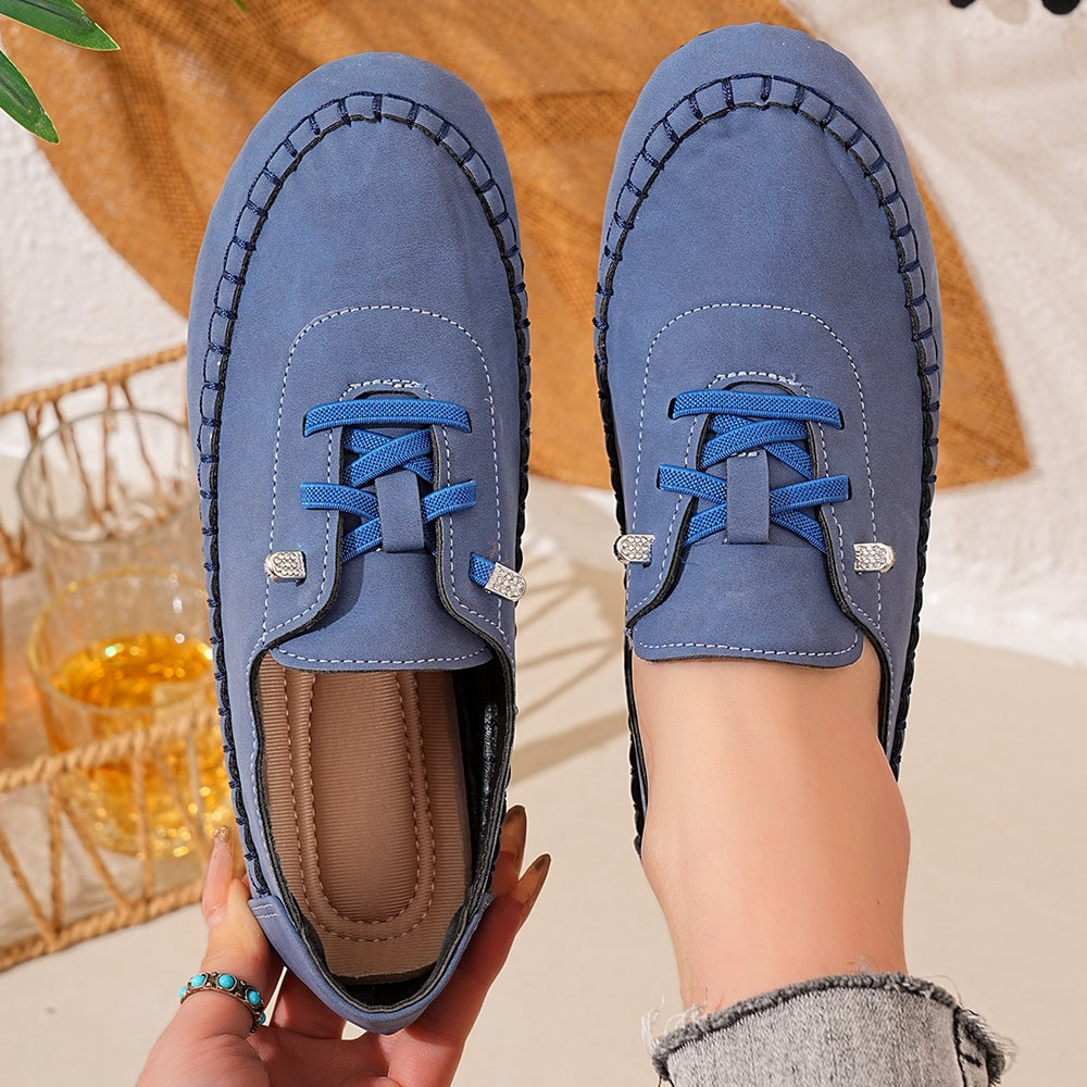 Export  new arrivalflats cross-border plus size soft bottom hand-stitched casual women's slip-on loafers wholesale