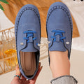 Export  new arrivalflats cross-border plus size soft bottom hand-stitched casual women's slip-on loafers wholesale