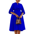 D3251 european and american women's clothing  autumn/winter new fashion elegant plus size pleated foreign trade a-line dress african dress