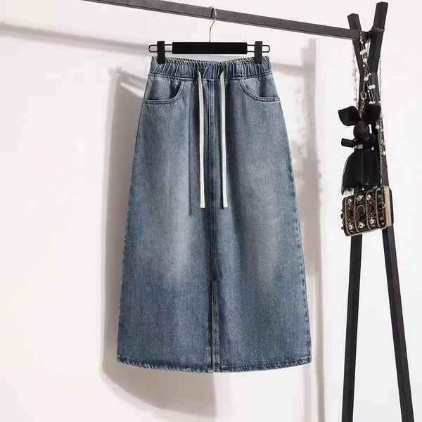 European and American    independent station fashion denim women rubber pants denim skirt