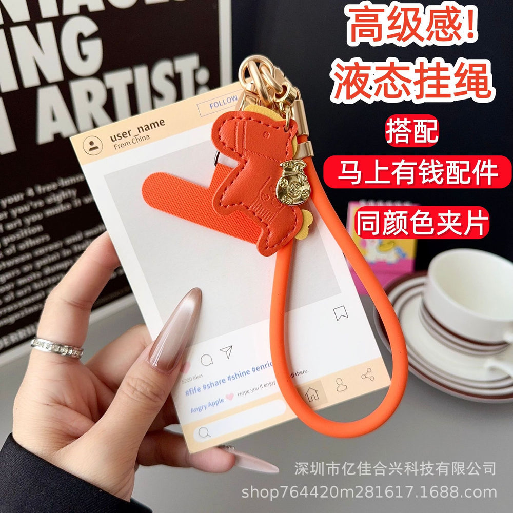 Simple liquid mobile phone lanyard, instant money, leather pendant, accessible luxuryclassyeasiest for matchfashion keychain, anti-lost rope