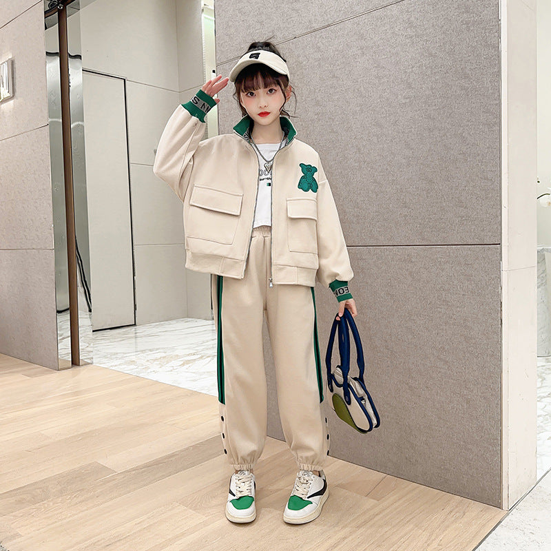 Girls' spring/autumn sweatshirt  set - stylish and trendy casual outfit for big girls and kids - autumn fashion