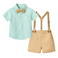 Boys' summer outfit set, new cotton short-sleeve striped shirt, first birthday dress, wholesale summer children's clothing