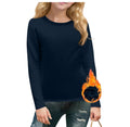 cross-border  autumn/winter new children's long-sleeve crew neck solid color everyday casual fleece-lined t-shirt top