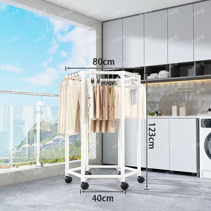 360-degree movablerotate coat rack floor-standing bedroom indoor clothes storage balcony clothes drying rack thickened load-bearing