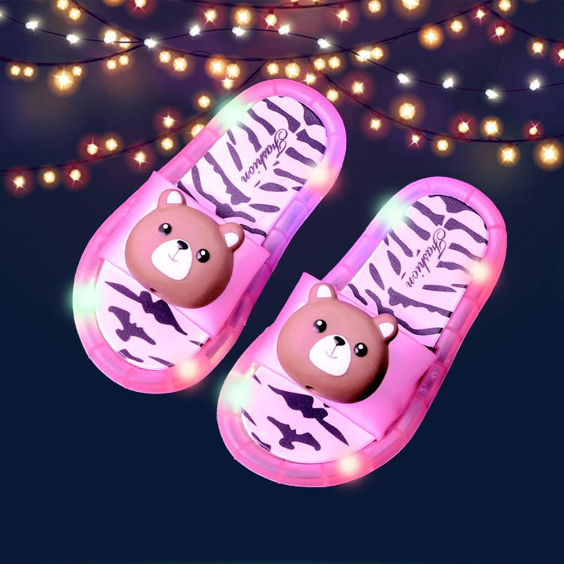 2024 kids' summer light-up slippers: trendy cartoon animal design for indoor/outdoor wear - perfect for toddlers and young children