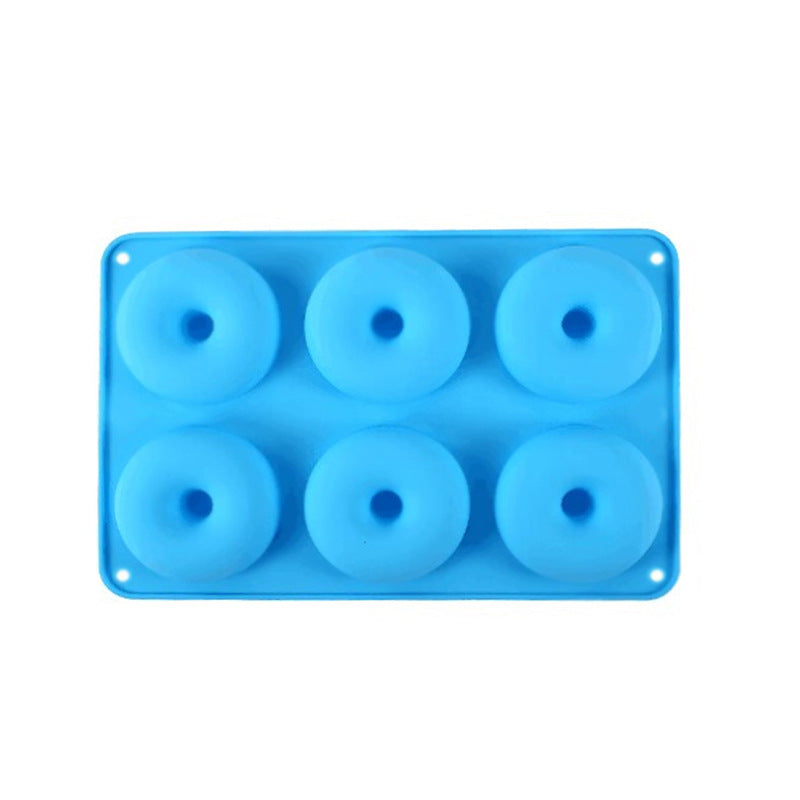 Food-grade 6-cavity silicone donut mold - macaron color round donut baking tool for cookies and pastries