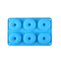 Food-grade 6-cavity silicone donut mold - macaron color round donut baking tool for cookies and pastries