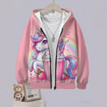 Kids' hoodie jacket, cross-border hot seller: cute cartoon print fashion zip-up hoodie for girls, dropshipping available