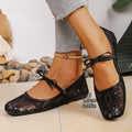 spring/summer new lace mesh square toe mary jane women's plus size flat comfortable versatile single shoes