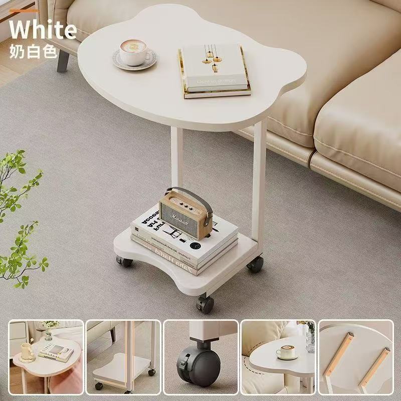 New arrivalmovable wheeled red panda sofa cream style small tea table small apartment living room bedroom mini bedside table