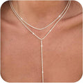 European and american cross-border fashion zircon y-shape long necklace, stackable tassel choker, unique fashion jewelry for women
