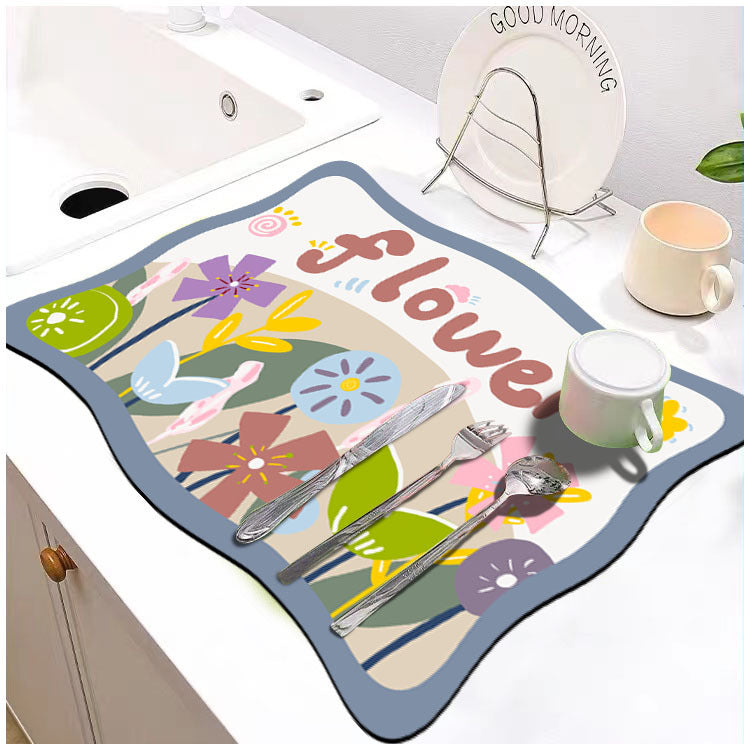 Kitchen countertop mat soft diatom mud desktop absorbent mat coaster bathroom sink non-slip drain mat