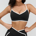 nude sports intimates double shoulder straps contrast color yoga bra running fitness plaid sports bra women 9528