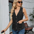 Fashion cross-border foreign trade women's clothing  independent station washed  v-neck sleeveless denim vest top trendy
