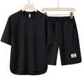summer boys' short-sleeve set: versatile solid color sports t-shirt & quick-dry, breathable shorts (5-pocket)