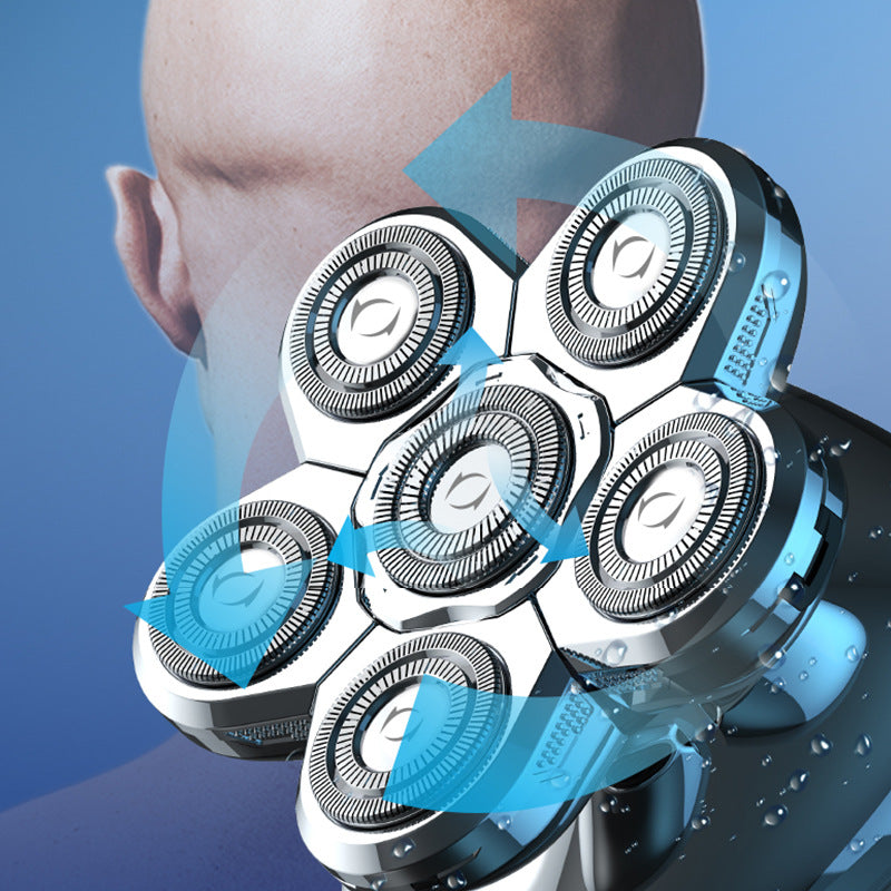 Six-head bald razor multi-function electric shaver bald head shaving machine suit wholesale full body wash