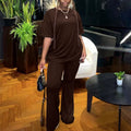 Fashionsuit women's cross-border loose t-shirt longloose pants elegantwork clothingtwo-piece set women's two piece set