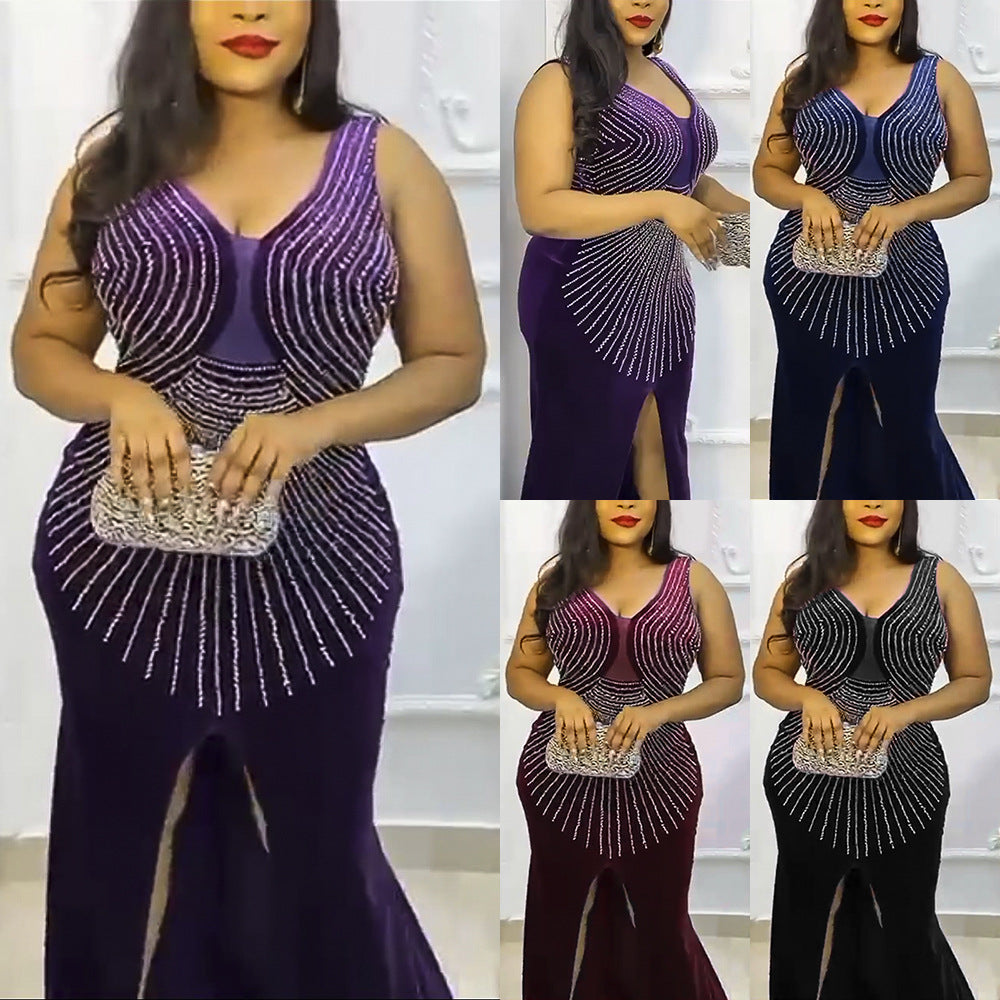 European and american style new african export plus size women's clothing ebey   socialite slim fit slit dress