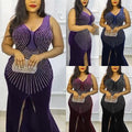 European and american style new african export plus size women's clothing ebey   socialite slim fit slit dress