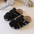 Kids baotou cut out half slippers girlsthick sole soft bottom slip-on outwear sandals plaidk-style birkenstock sandals