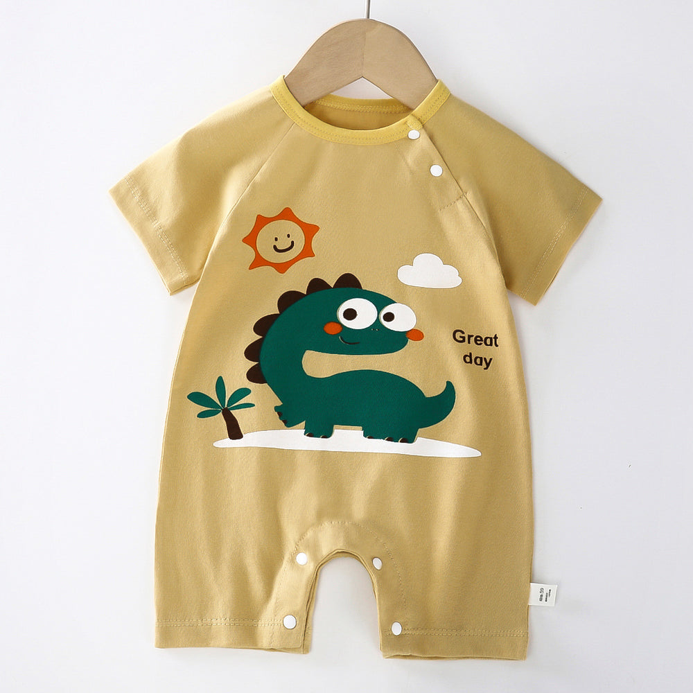 Baby clothes summer thin pure cotton air-conditioning clothes pajamas newborn baby short-sleeved onesie baby outing khaki crawling
