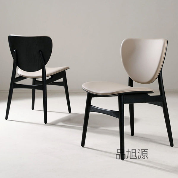 Nordic light luxury solid wood dining chair home designer chair Italian high-end modern simple restaurant hotel leather chair