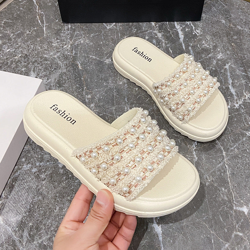 Summernew arrivalfairy small fragrant slippers women's ins trendy outwear one-line slippers soft bottom lightweight sandals thick sole
