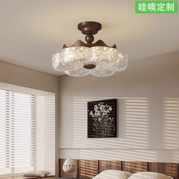 [Wow] Eye protection ceiling lamp New French gold foil light luxury high-end resin private room creative flower lamp lamp