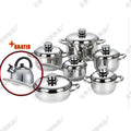 Thermometer suit pot export africa stainless steel multi bottom 14-piece pot set non-stick frying pan milk pot soup pot cookware