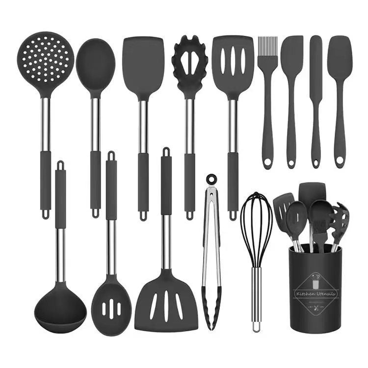 Cross-border silicone spatula soup spoon 25-piece set milk white non-stick pan silicone kitchen utensils set wholesale household high temperature resistance