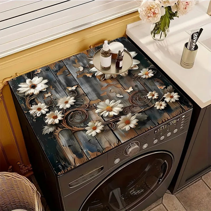 Wood grain diatom mud roller washing machine cover pad sun protection cover casual water-absorbent quick-drying dustproof pad refrigerator dustproof cover cloth