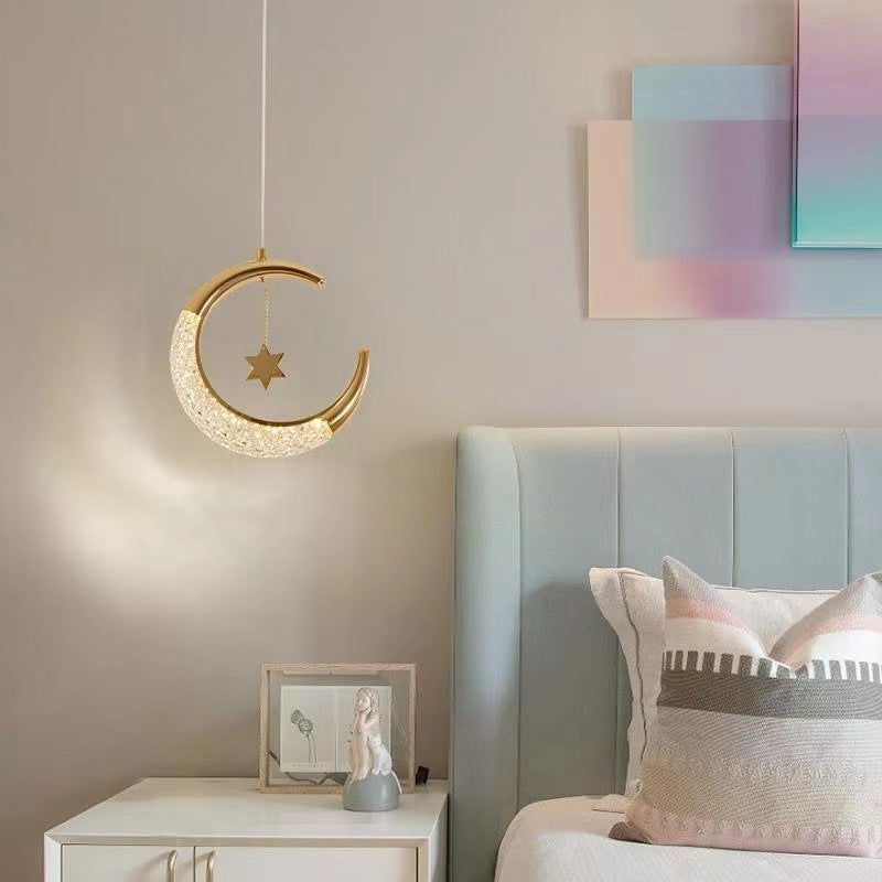 Warm and romantic bedroom new modern simple moon lamps astronaut creative children's room entrance bedside chandelier