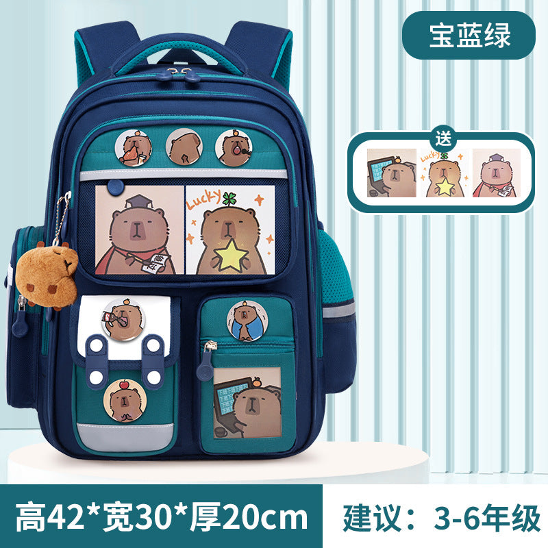 Kapibara new primary school bag, men's and women's 1-3-6 grades, light spine protection, large-capacity children's backpack