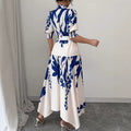 european and american style printed v-neck women's dress - new arrival