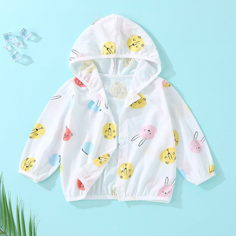 Baby sun protection clothing summer thin breathable pure cotton infant air conditioning shirt boys and girls children's sunscreen outerwear