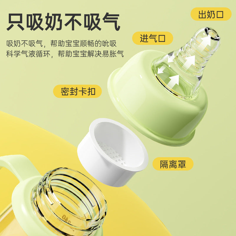 Handsome boy English boxed baby bottle pp anti-drop bottle with graduated bottle Children's weaning artifact