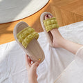 Puff cream slippers women's summer outwear 2024new arrivalfashion fairy style soft thick soleplaid beach internet celebrity sandals