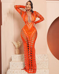 hot-selling european and american women's clothing sexy ripped tight-fitting hip-hugging dress hot diamond printing long skirt