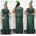 Aliexpress  autumn/winter  sequin tassel african plus size women's evening gown dress for banquets and special occasions