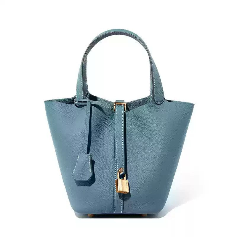 genuine leather women's bag bucket bag easiest for match 22cm large vegetable basket first layer cowhide women's 2025new arrivalsatchel bag
