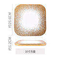 Minimalist gold matte western dinner plate - hotel & restaurant steak serving dish - stone texture square/round ceramic flat plate