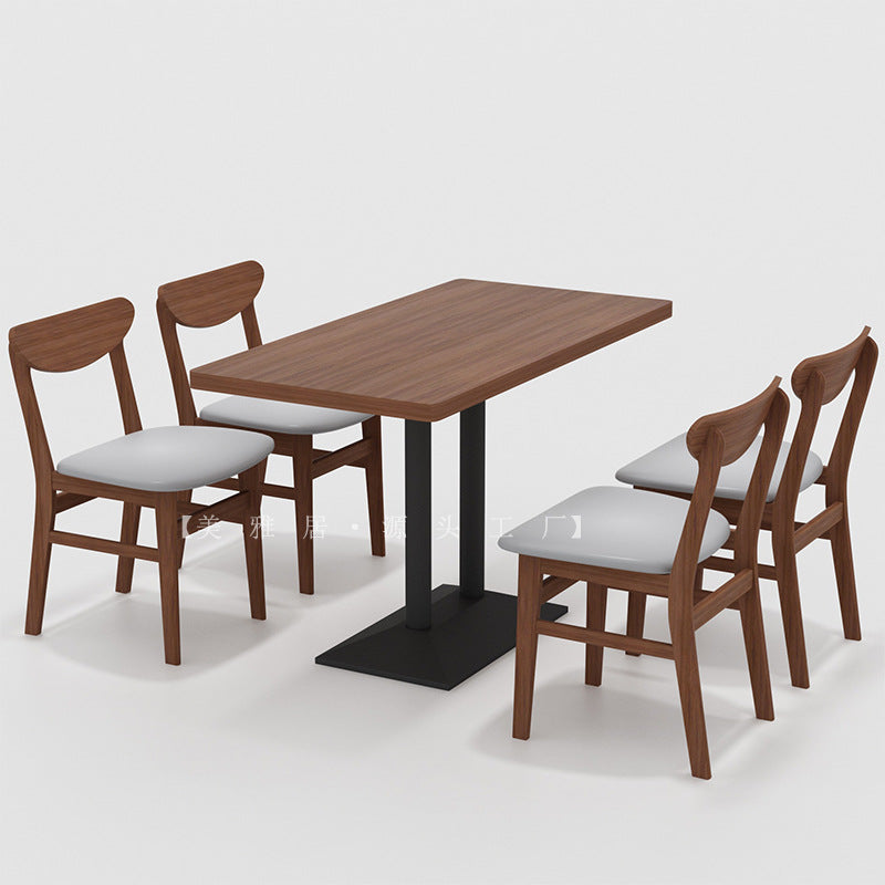 Company school unit canteen hotel solid wood tables and chairs food city snack bar one table four chairs dining table and chair combination