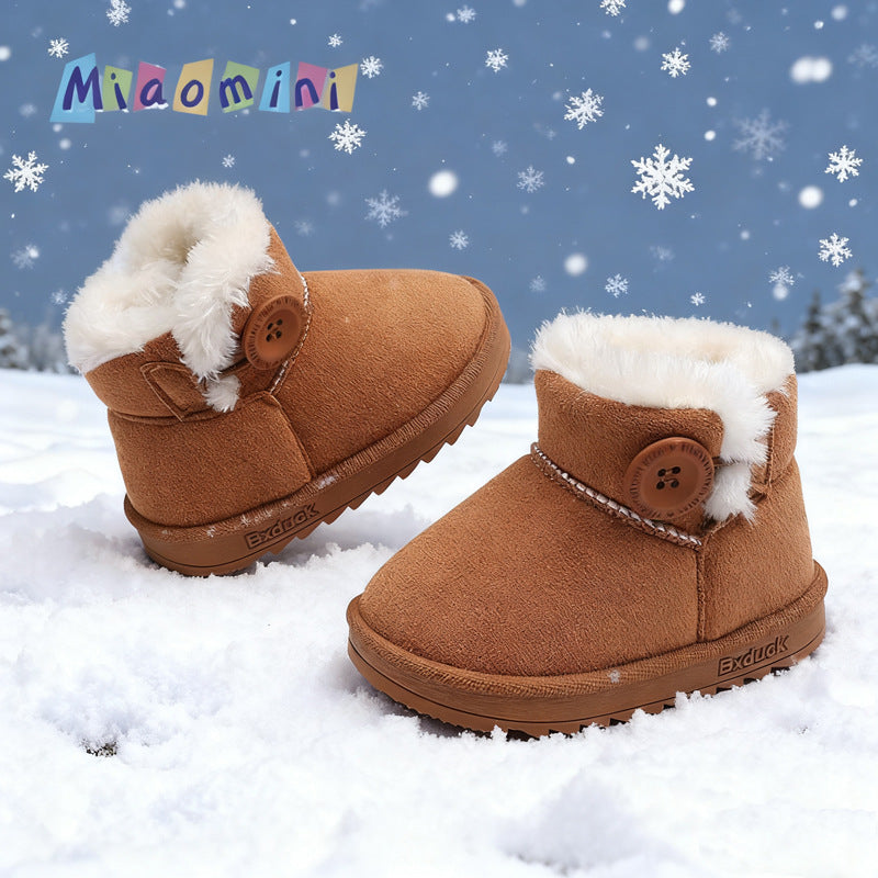 Korean style kids' snow boots - warm, fleece-lined, soft sole, non-slip cotton shoes for boys and girls, toddler shoes for ages 1-6