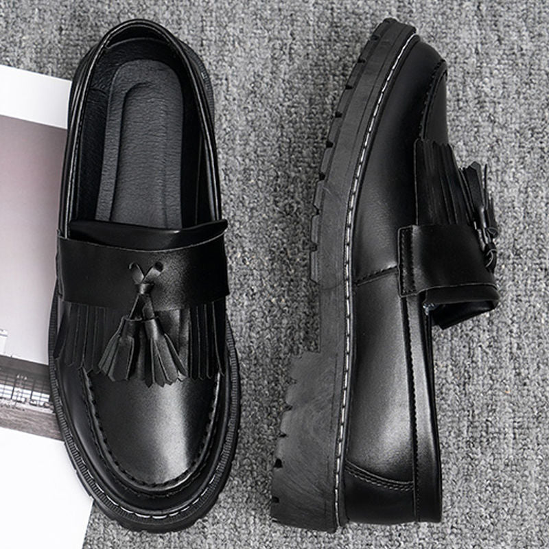 Men's leather dress shoes - versatile business style, breathable british casual design for spring/summer 2024. perfect for work, weddings, groomsmen, and height enhancement