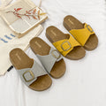 New women's birkenstock-style soft sole sandals with adjustable buckle strap - retro suede beach slippers for outdoor wear (cross-border e-commerce)