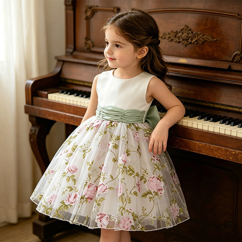 Girls' formal dress vest dress cross-border e-commerce children's princess dress birthday first birthday outfit flower girl dress new  collection